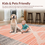 Ultra Soft Area Rug, Non Slip, Stain Resistant, Washable Area Rugs for Living Room, Bedroom, Fresh Coastal Striped Appeal(Orange)