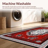 Ultra Soft Area Rug, Non Slip, Stain Resistant, Washable Area Rugs for Living Room, Bedroom, Eclectic Gray Tiled Sound Patterns(Red)