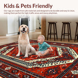 Ultra Soft Area Rug, Non Slip, Stain Resistant, Washable Area Rugs for Living Room, Bedroom, Distressed Oriental Bedroom Farmhouse Area Rug(Red)