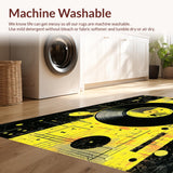 Ultra Soft Area Rug, Non Slip, Stain Resistant, Washable Area Rugs for Living Room, Bedroom, Stylish Minimalist Music Theme(Yellow)