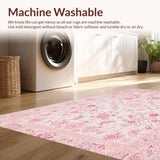 Ultra Soft Area Rug, Non Slip, Stain Resistant, Washable Area Rugs for Living Room, Bedroom, Whimsical Kids' Playful Design(Pink)
