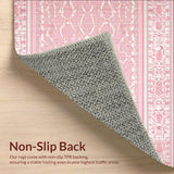 Ultra Soft Area Rug, Non Slip, Stain Resistant, Washable Area Rugs for Living Room, Bedroom, Scalloped Wavy Bow Decor Rug Preppy-Inspired Ribbon Pattern Accent(Pink)