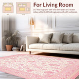 Ultra Soft Area Rug, Non Slip, Stain Resistant, Washable Area Rugs for Living Room, Bedroom, Serene Blush Colorful Essence(Pink)