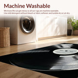 Ultra Soft Area Rug, Non Slip, Stain Resistant, Washable Area Rugs for Living Room, Bedroom, Retro Vinyl Record Aesthetic(Black)