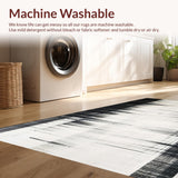 Ultra Soft Area Rug, Non Slip, Stain Resistant, Washable Area Rugs for Living Room, Bedroom, Inkwell Stripe: Casual Cotton Rug, Graphic Black and White Lines(Black)