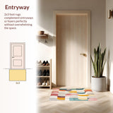 Ultra Soft Area Rug, Non Slip, Stain Resistant, Washable Area Rugs for Living Room, Bedroom, Colorful Beige Abstract Geometric Swirl Area(Yellow)