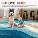 Ultra Soft Area Rug, Non Slip, Stain Resistant, Washable Area Rugs for Living Room, Bedroom, Tranquil Oasis Scatter Abstract Ocean Wave Area(Blue)