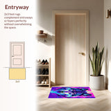 Ultra Soft Area Rug, Non Slip, Stain Resistant, Washable Area Rugs for Living Room, Bedroom, Charming Whimsical Animal Print(Purple)