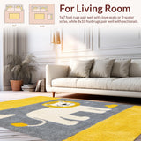 Ultra Soft Area Rug, Non Slip, Stain Resistant, Washable Area Rugs for Living Room, Bedroom, Engaging Round Safari Decor(Yellow)
