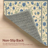 Ultra Soft Area Rug, Non Slip, Stain Resistant, Washable Area Rugs for Living Room, Bedroom, Summer Garden Area Blue and Beige Botanical Print(Beige)