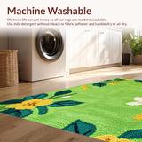 Ultra Soft Area Rug, Non Slip, Stain Resistant, Washable Area Rugs for Living Room, Bedroom, Artistic Mushroom L-Shaped Washable Kitchen Decor(Green)