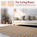 Ultra Soft Area Rug, Non Slip, Stain Resistant, Washable Area Rugs for Living Room, Bedroom, Dynamic Colorful Lattice Appeal(Orange)
