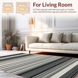 Ultra Soft Area Rug, Non Slip, Stain Resistant, Washable Area Rugs for Living Room, Bedroom, Stylish Striped Rug, Black & White(Black)