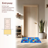 Ultra Soft Area Rug, Non Slip, Stain Resistant, Washable Area Rugs for Living Room, Bedroom, Whimsical Animal Character Theme(Blue)