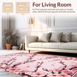 Ultra Soft Area Rug, Non Slip, Stain Resistant, Washable Area Rugs for Living Room, Bedroom, Elegant Watercolor Floral Expression(Pink)