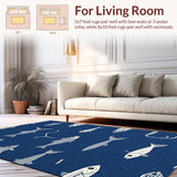 Ultra Soft Area Rug, Non Slip, Stain Resistant, Washable Area Rugs for Living Room, Bedroom, Rustic Multicolored Nature Theme(Blue)