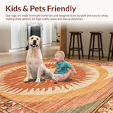 Ultra Soft Area Rug, Non Slip, Stain Resistant, Washable Area Rugs for Living Room, Bedroom, Abstract Sun and Moon Motif(Orange)