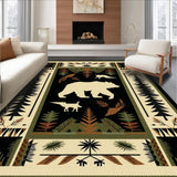 Ultra Soft Area Rug, Non Slip, Stain Resistant, Washable Area Rugs for Living Room, Bedroom, Vintage Forest Animal Silhouette(Black)