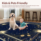 Ultra Soft Area Rug, Non Slip, Stain Resistant, Washable Area Rugs for Living Room, Bedroom, Mystical Geometric Starry Arrangement(Blue)