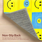 Ultra Soft Area Rug, Non Slip, Stain Resistant, Washable Area Rugs for Living Room, Bedroom, Cheerful Criss-Cross Rainbow Theme(Yellow)