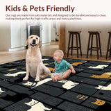 Ultra Soft Area Rug, Non Slip, Stain Resistant, Washable Area Rugs for Living Room, Bedroom, Artful Farmhouse Animal Design(Black)