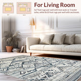 Ultra Soft Area Rug, Non Slip, Stain Resistant, Washable Area Rugs for Living Room, Bedroom, Artful Trellis Earth Tone Vibes(Gray)