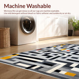 Ultra Soft Area Rug, Non Slip, Stain Resistant, Washable Area Rugs for Living Room, Bedroom, Elegant Neutral Geometric Arrangement(Gray)