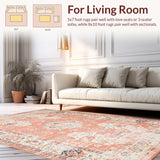 Ultra Soft Area Rug, Non Slip, Stain Resistant, Washable Area Rugs for Living Room, Bedroom, Whimsical Peach Blossom Style(Orange)