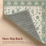 Ultra Soft Area Rug, Non Slip, Stain Resistant, Washable Area Rugs for Living Room, Bedroom, Serene Earthy Green Pattern Play(Ivory)