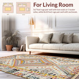 Ultra Soft Area Rug, Non Slip, Stain Resistant, Washable Area Rugs for Living Room, Bedroom, Warm Earthy Textured Weave(White)