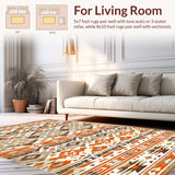 Ultra Soft Area Rug, Non Slip, Stain Resistant, Washable Area Rugs for Living Room, Bedroom, Minimalist Natural Toned Geometry(Brown)