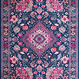 Ultra Soft Area Rug, Non Slip, Stain Resistant, Washable Area Rugs for Living Room, Bedroom, Rustic Multicolor Geometric Motifs(Blue)