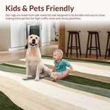 Ultra Soft Area Rug, Non Slip, Stain Resistant, Washable Area Rugs for Living Room, Bedroom, Stripe Area Low Pile Non Slip(Green)