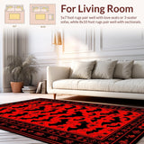Ultra Soft Area Rug, Non Slip, Stain Resistant, Washable Area Rugs for Living Room, Bedroom, Red and Black Halloween Aesthetic(Red)