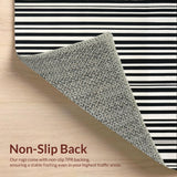 Ultra Soft Area Rug, Non Slip, Stain Resistant, Washable Area Rugs for Living Room, Bedroom, Hand Woven Rug: Bold Contrast Stripe Woven Floor Accent(Black)