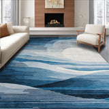 Ultra Soft Area Rug, Non Slip, Stain Resistant, Washable Area Rugs for Living Room, Bedroom, Sleek Neutral Hues with Fluid Patterns(Blue)