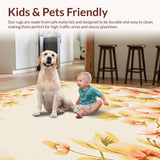 Ultra Soft Area Rug, Non Slip, Stain Resistant, Washable Area Rugs for Living Room, Bedroom, Dawn Bloom Area Floral Subtle Elegance(Beige)