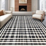 Ultra Soft Area Rug, Non Slip, Stain Resistant, Washable Area Rugs for Living Room, Bedroom, Minimalist Stripe Bedroom Rug(Black)