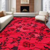Ultra Soft Area Rug, Non Slip, Stain Resistant, Washable Area Rugs for Living Room, Bedroom, Sleek Minimalist Petal Design(Red)