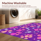Ultra Soft Area Rug, Non Slip, Stain Resistant, Washable Area Rugs for Living Room, Bedroom, Fun and Lively Paw Pattern Aesthetic(Purple)