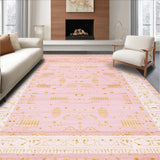 Ultra Soft Area Rug, Non Slip, Stain Resistant, Washable Area Rugs for Living Room, Bedroom, Sleek Transitional Pink Tasseled Rug(Pink)