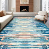 Ultra Soft Area Rug, Non Slip, Stain Resistant, Washable Area Rugs for Living Room, Bedroom, Tidal Flow Runner Rug with Nautical Blue Ripple Effects and Starfish Impressions(Blue)