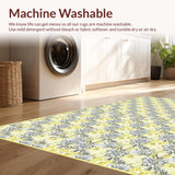 Ultra Soft Area Rug, Non Slip, Stain Resistant, Washable Area Rugs for Living Room, Bedroom, Vibrant Cheerful Daisy Motif(Yellow)