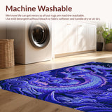 Ultra Soft Area Rug, Non Slip, Stain Resistant, Washable Area Rugs for Living Room, Bedroom, Modern Artistic Dragon Illustration(Blue)