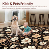Ultra Soft Area Rug, Non Slip, Stain Resistant, Washable Area Rugs for Living Room, Bedroom, Ethereal Earthy Patterned Aesthetic(Brown)