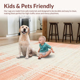 Ultra Soft Area Rug, Non Slip, Stain Resistant, Washable Area Rugs for Living Room, Bedroom, Sophisticated Subtle Stripe Appeal(Orange)