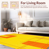 Ultra Soft Area Rug, Non Slip, Stain Resistant, Washable Area Rugs for Living Room, Bedroom, Eclectic Abstract Design Elements(Yellow)