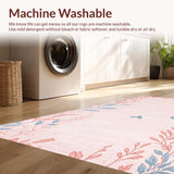 Ultra Soft Area Rug, Non Slip, Stain Resistant, Washable Area Rugs for Living Room, Bedroom, Stylish Nature-Inspired Pink Palette(Pink)
