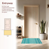 Ultra Soft Area Rug, Non Slip, Stain Resistant, Washable Area Rugs for Living Room, Bedroom, Vibrant Coastal Striped Aesthetic(Blue)