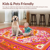 Ultra Soft Area Rug, Non Slip, Stain Resistant, Washable Area Rugs for Living Room, Bedroom, Sophisticated Curved Linear Patterns(Orange)